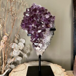 Amethist met goethiet insluitsels op standaard