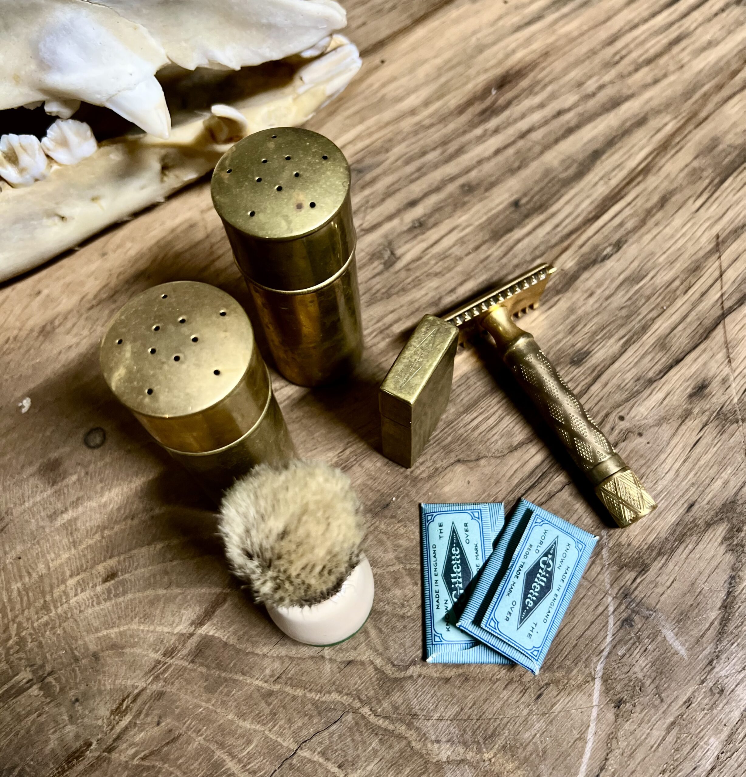 Antieke Gillette scheerset messing kleurig - Afbeelding 2