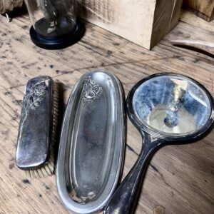 Vintage verzilverde kaptafel set