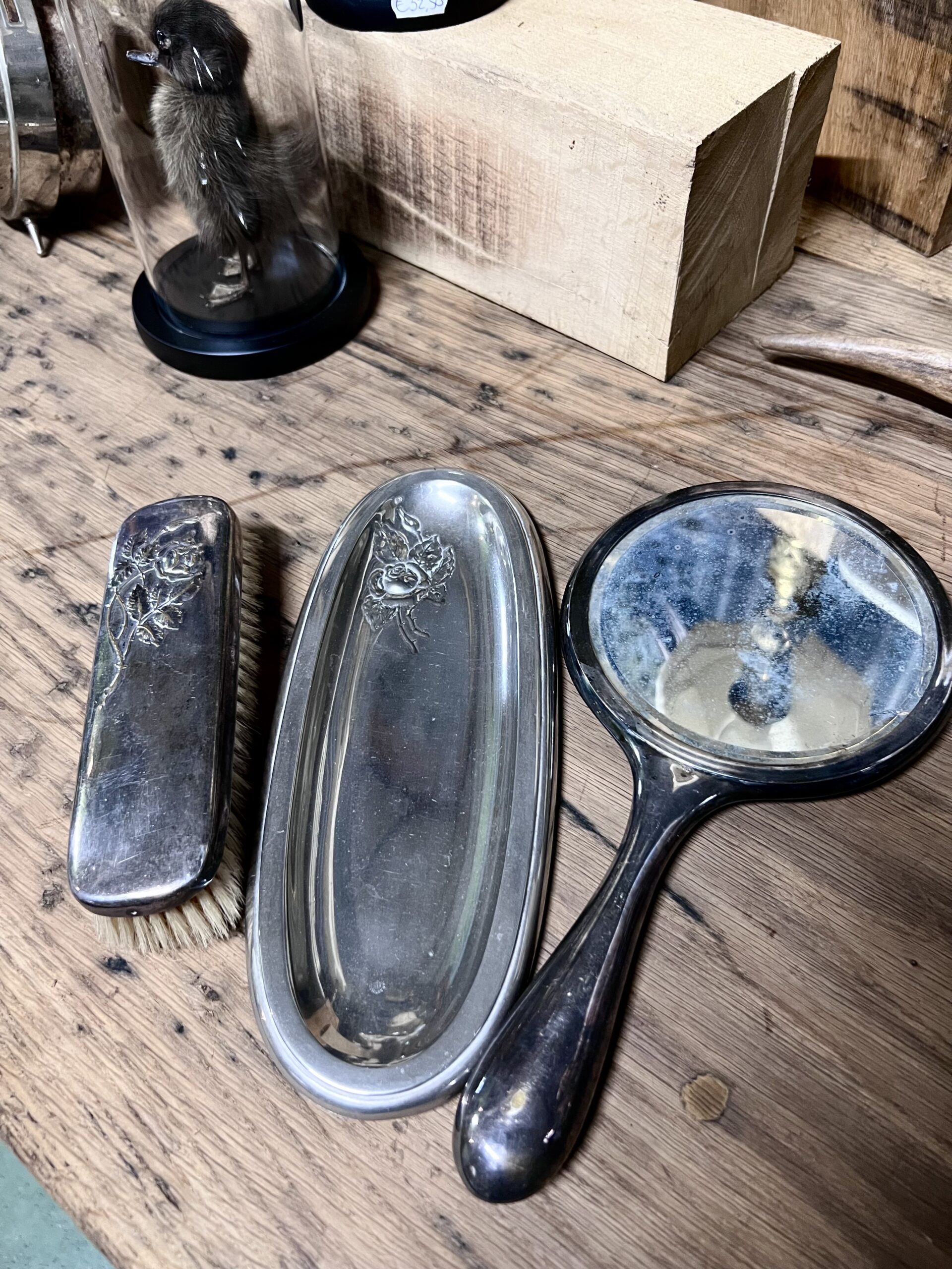 Vintage verzilverde kaptafel set - Afbeelding 1